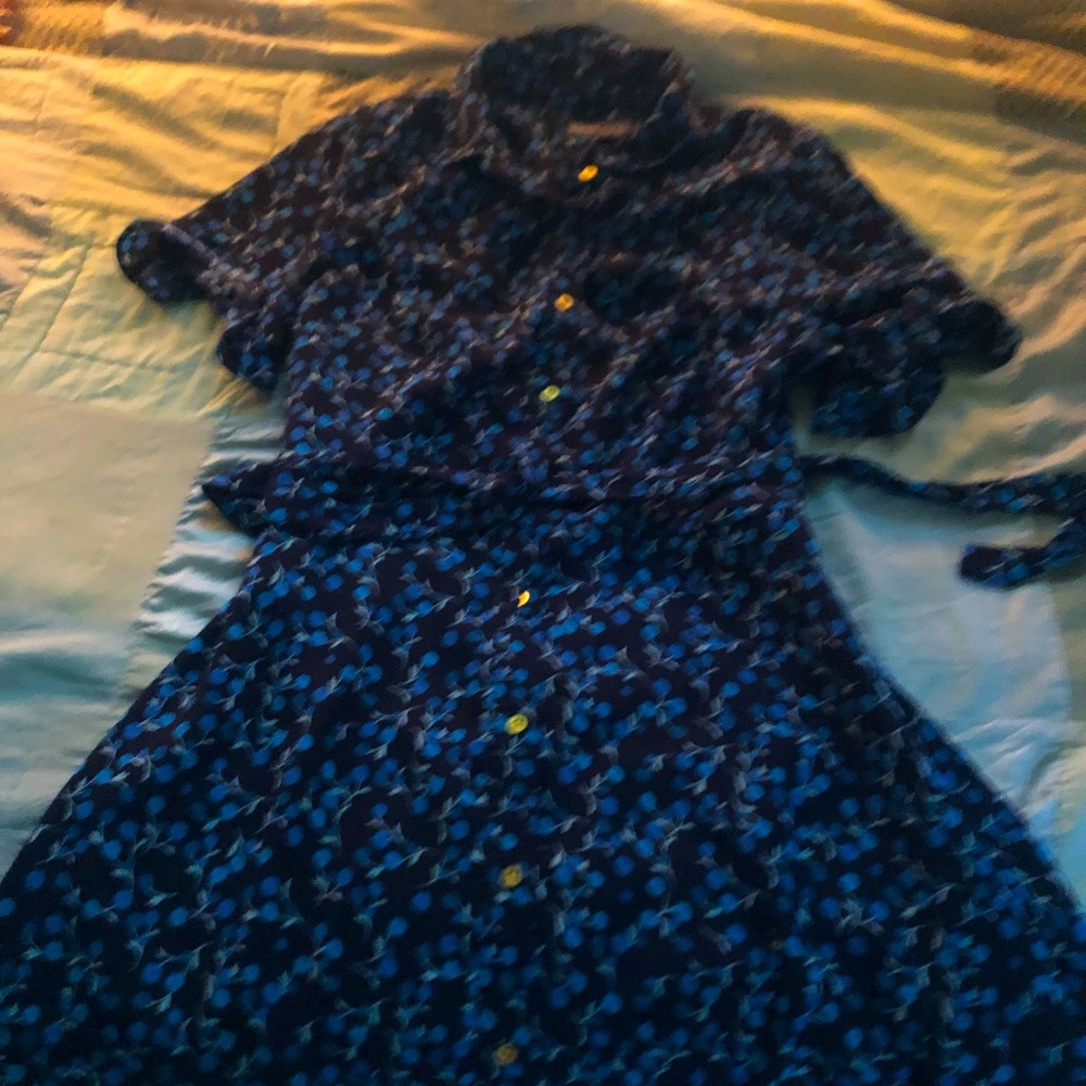 Sharagano navy printed dress